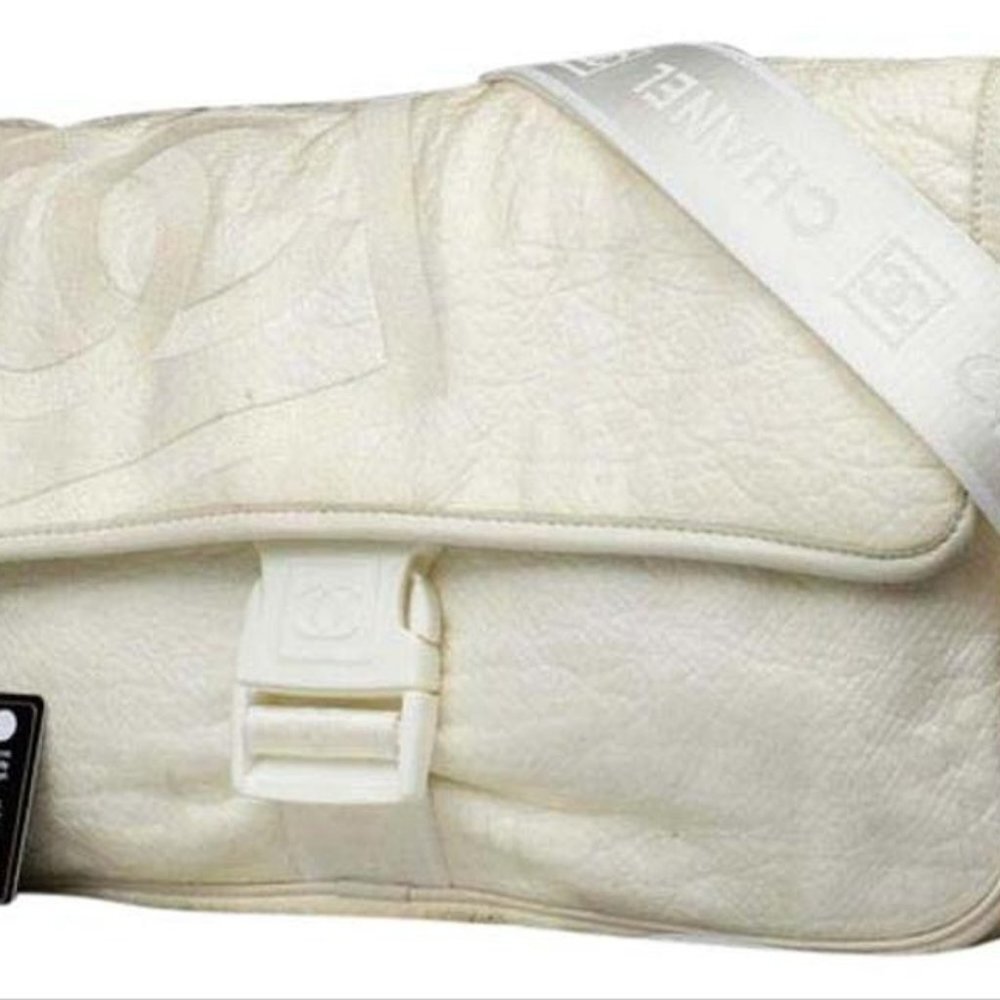 Chanel Ivory Sports Logo Jumbo Classic Flap